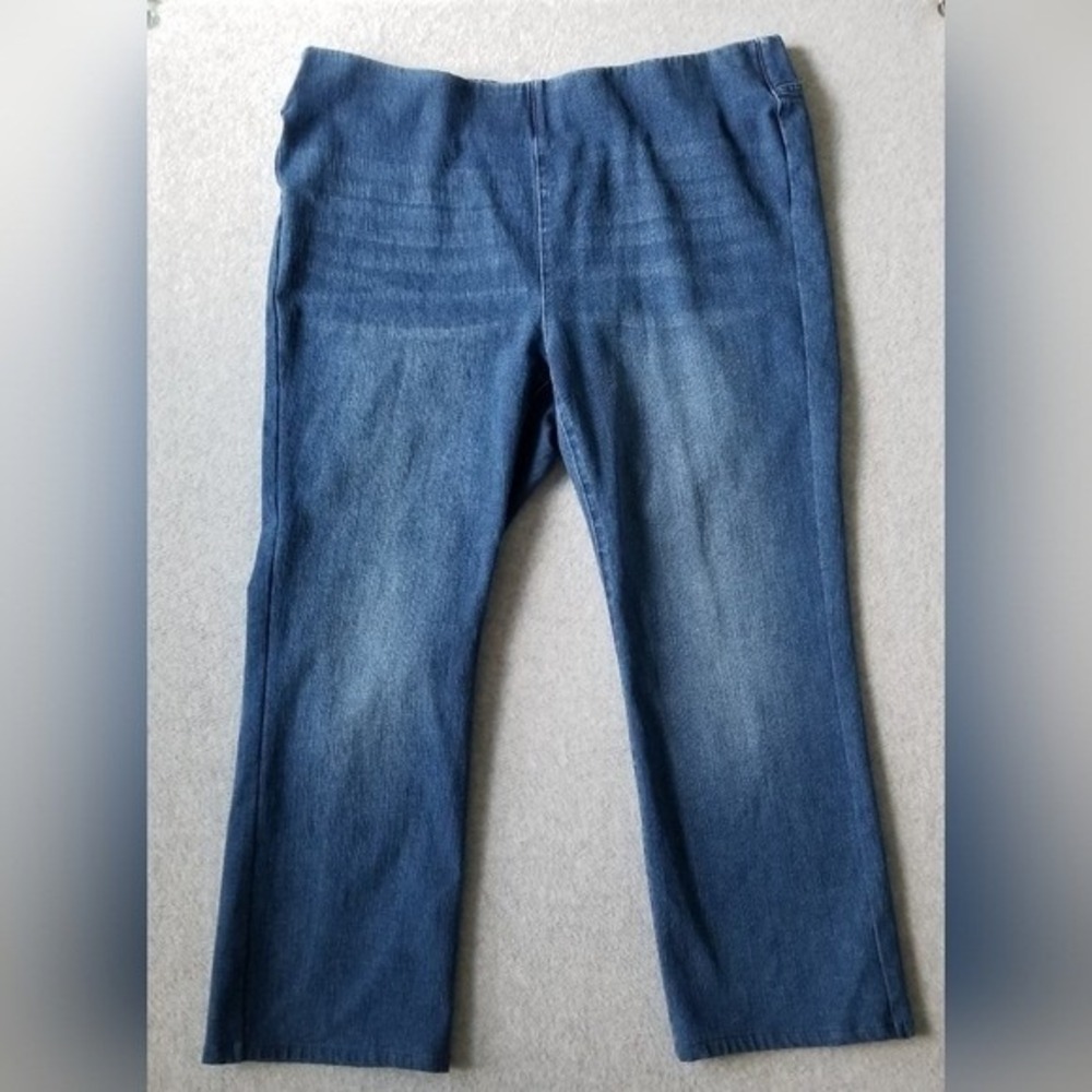 Soft Surroundings Pull On Wide Leg Jean Elastic Waist Stretch Straight Staple 1X